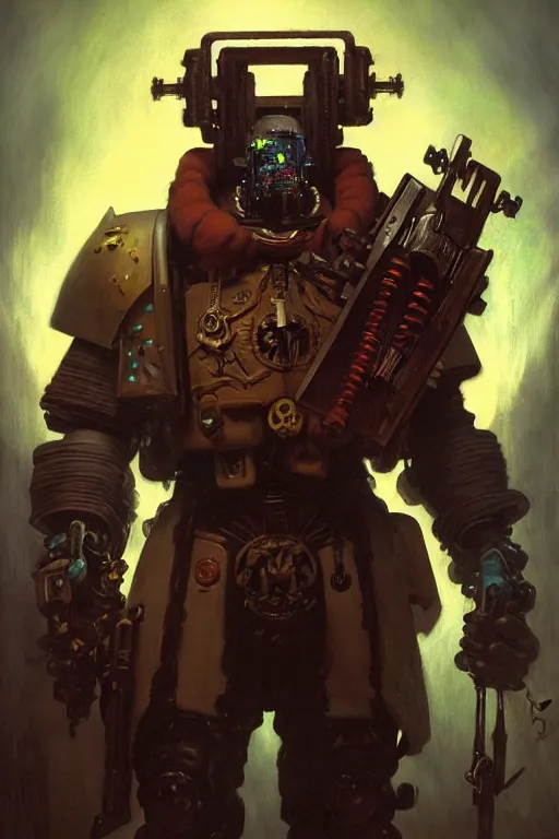 Image similar to full character portrait max mad cyberpunk warhammer 4 0 k, medic sapper not the pietra character design, painting by gaston bussiere, katsuya terada, wyeth, greg rutkowski, craig mullins, ( ( ( ( ( vermeer ) ) ) ) ), frank frazetta, mucha, tom of finland, trending on artstation