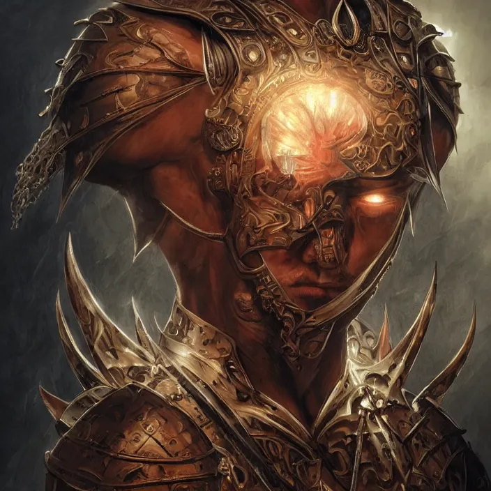 Image similar to a highly detailed symmetrical full body painting of a furious bald male warrior with piercing beautiful eyes in dark tomb setting, dynamic lighting, ambient lighting, deviantart, art by artgerm and karol bak and mark brooks