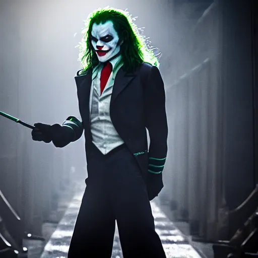 Image similar to stunning awe inspiring michael jackson as the joker, movie still 8 k hdr atmospheric lighting