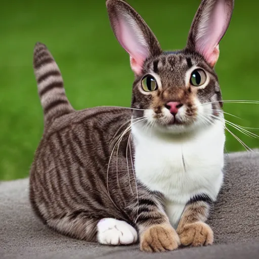 Image similar to half cat half bunny