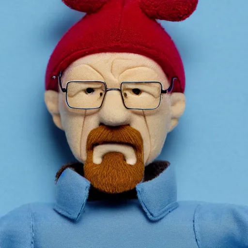 Image similar to photo of walter white as a beanie baby, studio lighting