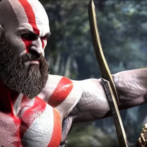Prompt: Kratos from God of War 4 , 8k hyper-realistic