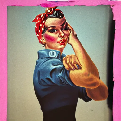 Prompt: rosie the riveter with a catfish head