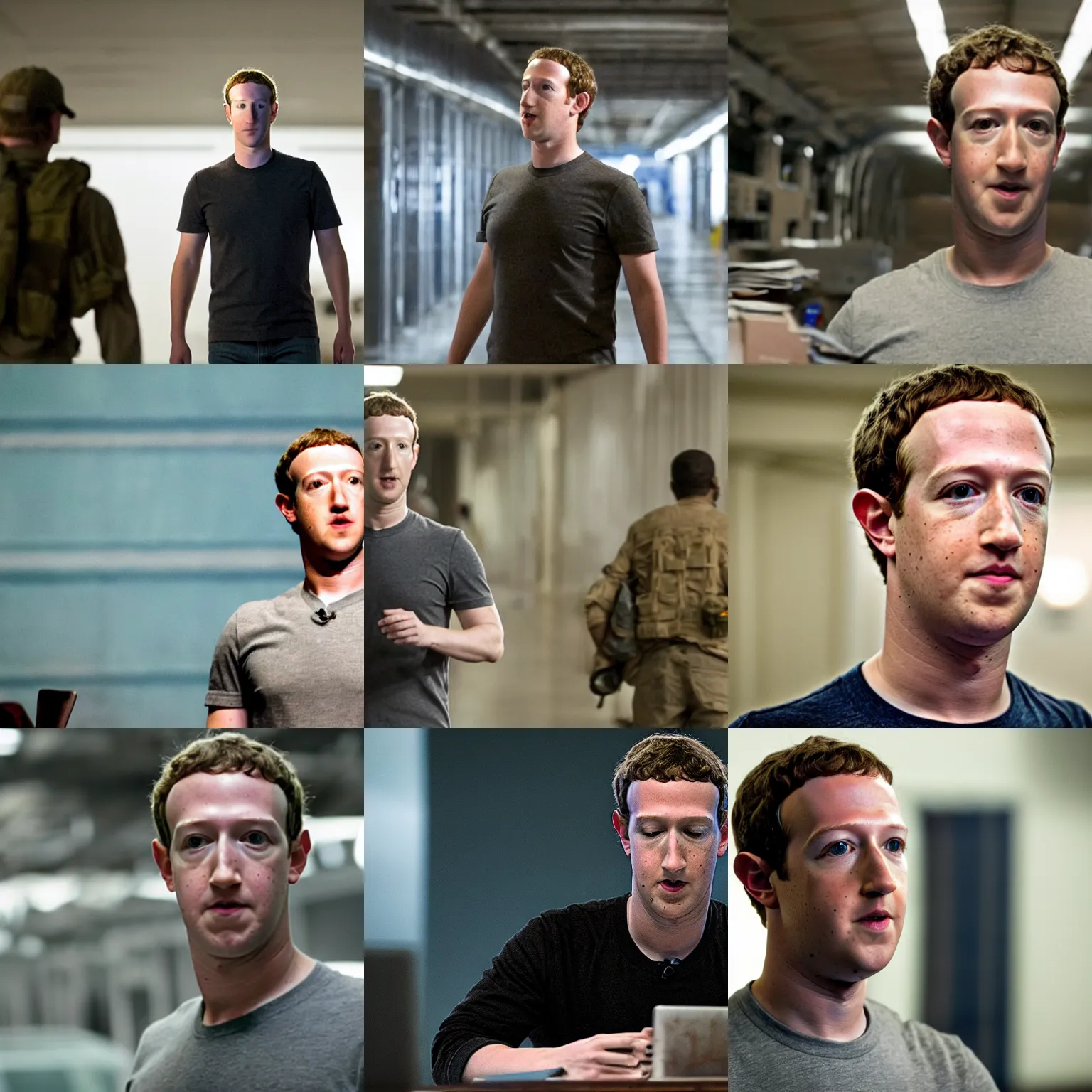 Prompt: Movie still of Mark Zuckerberg in Zero Dark Thirty