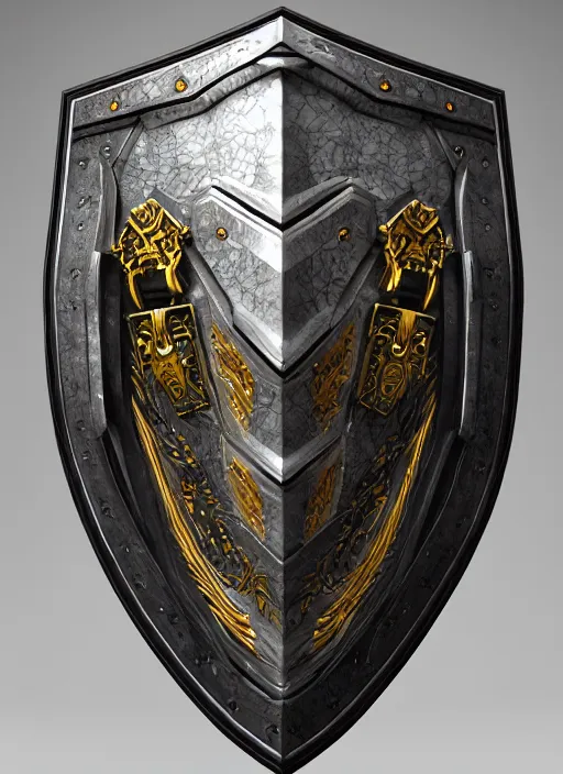 Image similar to hyper realistic glorious ancient shield in a obsidian metal armor, futuristic design, designed by makoto kobayashi and luca zampriolo, cyberpunk style, wood and gold details, intricate, extremely detailed, ornate, deep of field, hard surface, exoskeleton, substance designer metal unreal engine. amazing likeness. very detailed.