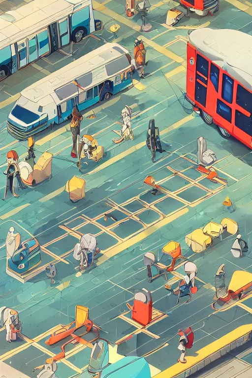 Prompt: isometric, spread sheet, fantastic scifi tech bus Design, Details, illustration , in the style of Studio ghibli, tekkon kinkreet, akira, breath of the wild, myazaki, anime, clean render, denoise, rule of thirds