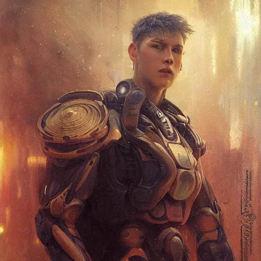 Prompt: handsome portrait of a young guy fitness posing, war hero, radiant light, caustics, translucent rainfall, ghost in the shell, by gaston bussiere, bayard wu, greg rutkowski, giger, maxim verehin