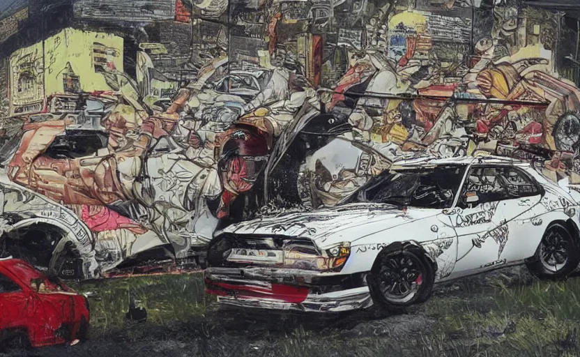 Image similar to ae87 car with sports texture with road track intricate details by Sandra Chevrier