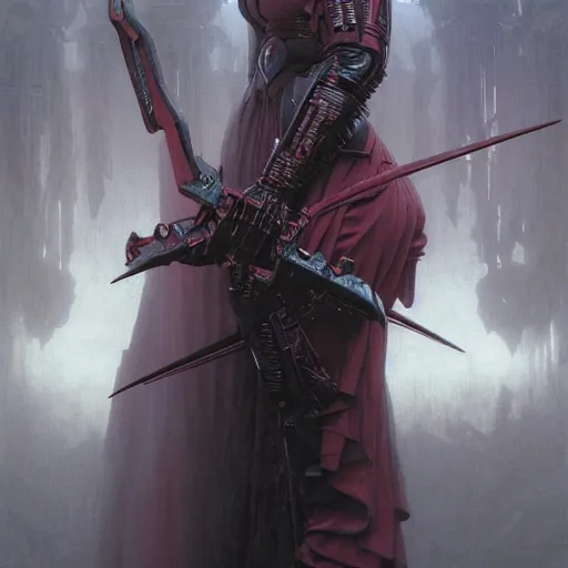 Image similar to Portrait of beautiful pale warhammer 40000 goth maiden, dark fantasy, red light, digital illustration, intricate, highly detailed, smooth, artstation, painted by Wayne Barlowe and Greg Rutkowski and zdislav beksinski and Ruan Jia and Mandy Jurgens and Artgerm and william-adolphe bouguereau