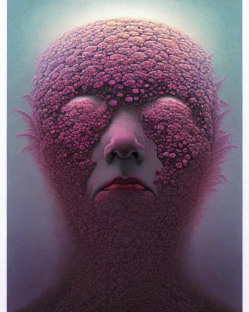 Image similar to portrait, descending into ethereal madness, flowers by wayne barlowe, toru kamei zdzisław beksinski, tanaka suguru, itsuko azuma, kinuko y. craft, mysterious, aesthetic!!! hyper detailed