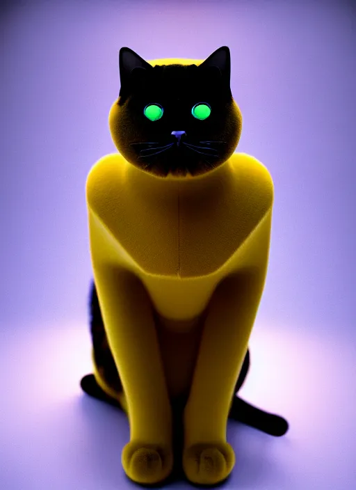 Image similar to kodak portra 4 0 0 of a gorgeous cross between a cat and robot, award winning, in style of tim walker, 1 5 0 mm, f 1. 2, volumetric light, coloured gel studio light, unreal engine 5, 8 k