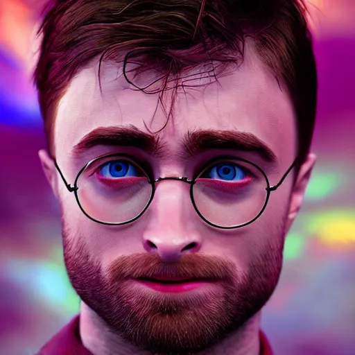 Image similar to photorealistic daniel radcliffe is ripped. hyperdetailed photorealism, 1 0 8 megapixels, amazing depth, high resolution, 3 d shading, 3 d finalrender, 3 d cinematic lighting, glowing rich colors, psychedelic overtones, artstation concept art.