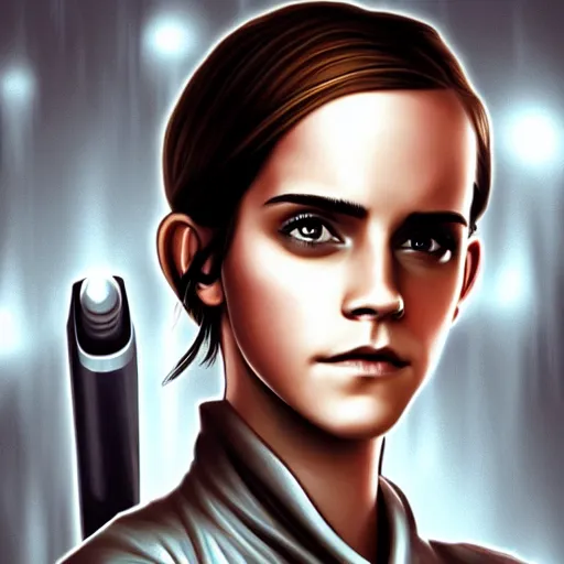 Image similar to emma watson as a cyborg in the matrix, digital art, detailed, painting, fantasy, sci fi