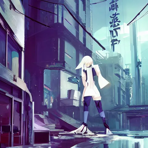 Image similar to luxury advertisement, white and teal colors. highly detailed post-cyberpunk sci-fi asian city in style of cytus and deemo, mysterious vibes, by Ilya Kuvshinov, by Greg Tocchini, nier:automata, set in half-life 2, beautiful with eerie vibes, very inspirational, very stylish, surrealistic, perfect digital art, mystical journey in strange world, bastion game