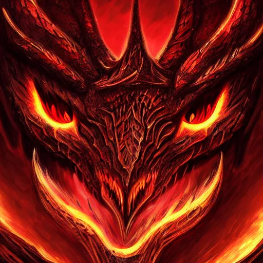 Image similar to digital art of a dragon in the style of archaon the everchosen, red glowing eye, highly detailed, dark colors, intricate, 8 k, artstation