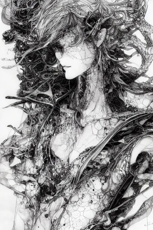 Image similar to the pieces of my heart shattered on the floor , pen and ink, intricate line drawings, by Yoshitaka Amano, Ruan Jia, Kentaro Miura, Artgerm, watercolor