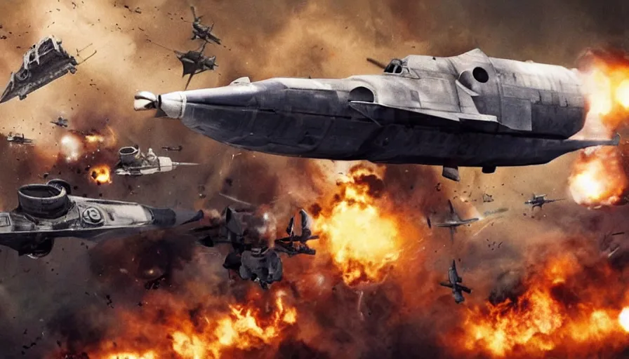 Prompt: big budget movie about a world war 2 spaceship battle