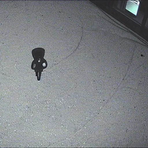 Prompt: security camera captures an alien at night