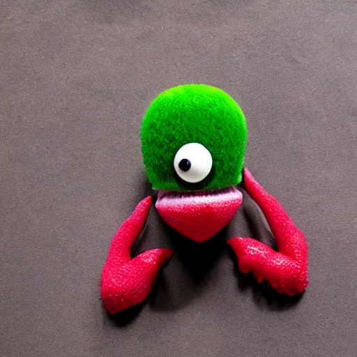 Image similar to strawberry creature with multiple eyes