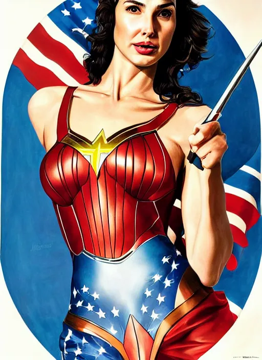 Prompt: portrait of gal gadot, usa president election, soviet propaganda poster, colored, artgerm, highly detailed