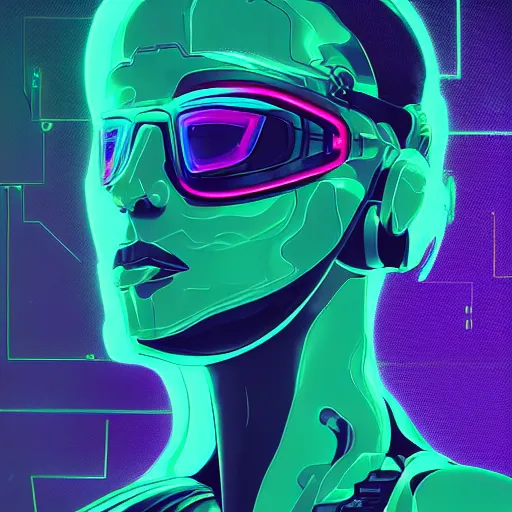 Prompt: digital illustration of A profile portrait of a cyberpunk female,full metal overlay,neon colors,profile,neon background, f1.8, 50mm, vibrant light,leaks,sci-fi,futuristic,psychedelic,Surreal,minimalism,high detailed, intricate detail,high contrast, hyper realism 8k,trending on artstation.