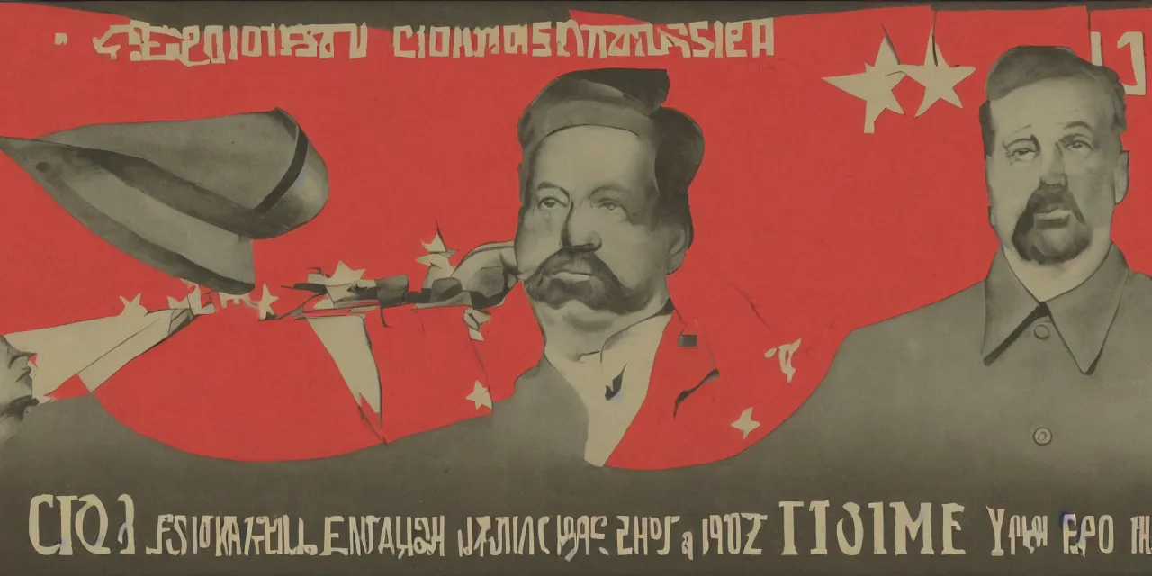 Prompt: title card, communist,