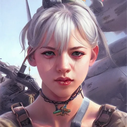 Prompt: lalisa gray as tank girl, fantasy, portrait, highly detailed, waist up, low camera angle, digital painting, trending on artstation, concept art, sharp focus, illustration, art by artgerm and greg rutkowski and magali villeneuve