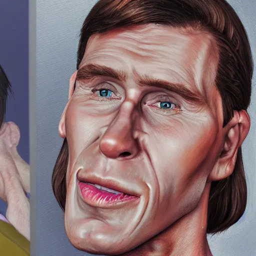 Image similar to Caricature portraits done of Jerma, realistic, hyperrealistic, very realistic, highly detailed, very detailed, extremely detailed, detailed, oil painting, digital art, trending on artstation