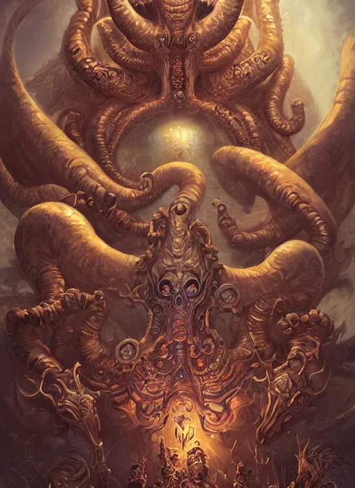 Image similar to digital _ painting _ of _ lovecraftian gods _ by _ filipe _ pagliuso _ and _ justin _ gerard _ symmetric _ fantasy _ highly _ detailed _ realistic _ intricate _ port