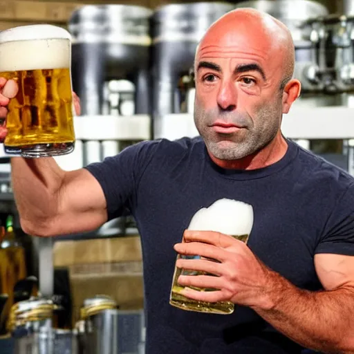 Prompt: joe rogan holding a glass of beer