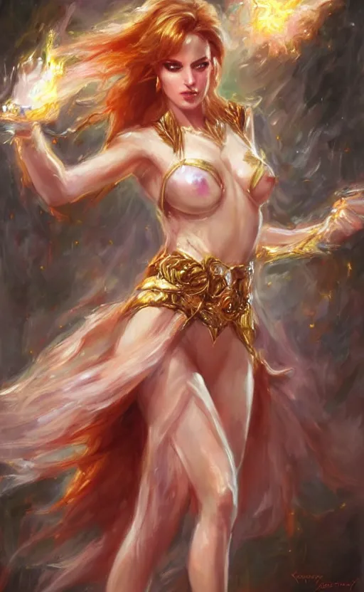 Prompt: Lightning goddessl. by Konstantin Razumov, horror scene, highly detailded