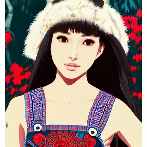 Prompt: a beautiful young japanese natalie portman alluring gravure model, stylized concept art, wearing elegant designer overalls, elegant overalls with mesoamerican patterns, mesoamerican native street fashion, princess mononoke, painted by jamie hewlett and ashley wood and mike mignola, aesthetic, gorgeous, stunning, alluring, attractive, artstation, pinterest, digital art