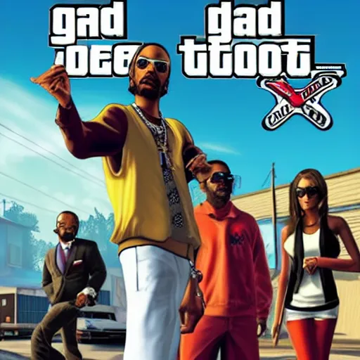 Image similar to snoop dogg as gta 5 cover art