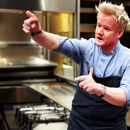 Image similar to gordon ramsey yelling and pointing at a baby