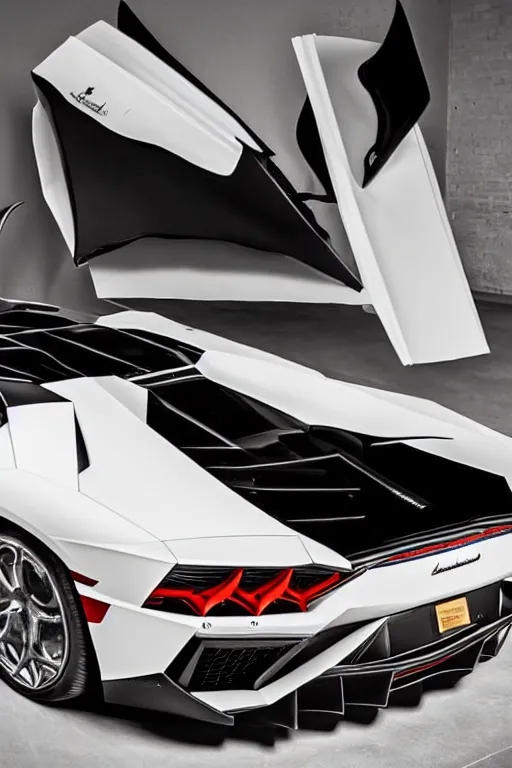 Prompt: Lamborghini Aventador with a vinyl wrap of a Dali Painting, studio lighting.