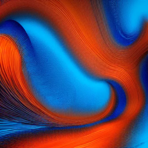 Prompt: wave of particles, blue, orange, and brown colors, featured on behance, generative art, uhd image, fractalism, painterly, refik anadol, media art, media facde, motion graphic, particles, fluids, 3 d, rendering, octane, c 4 d