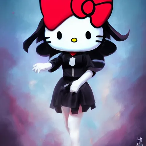 Image similar to Kuromi from Hello Kitty by Stanley Artgerm Lau, WLOP, Rossdraws, James Jean, Andrei Riabovitchev, Marc Simonetti, Yoshitaka Amano, ArtStation, CGSociety,