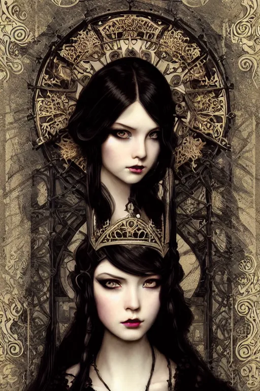 Prompt: beautiful and victorian and luxury and gothic and dieselpunk young medieval dark princess portrait like blackpink lisa+smoky eyes+front face with light flowing hair, ultradetail face, art and illustration by tian zi and craig mullins and WLOP and alphonse mucha, fantasy, intricate complexity, human structure, human anatomy, fantasy character concept, watermark, blurry, hyperrealism 8k