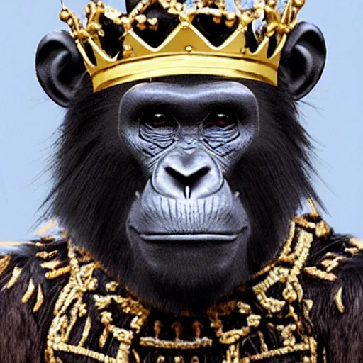 Image similar to nft like bored ape with a crown but better and exclusive made by an ai