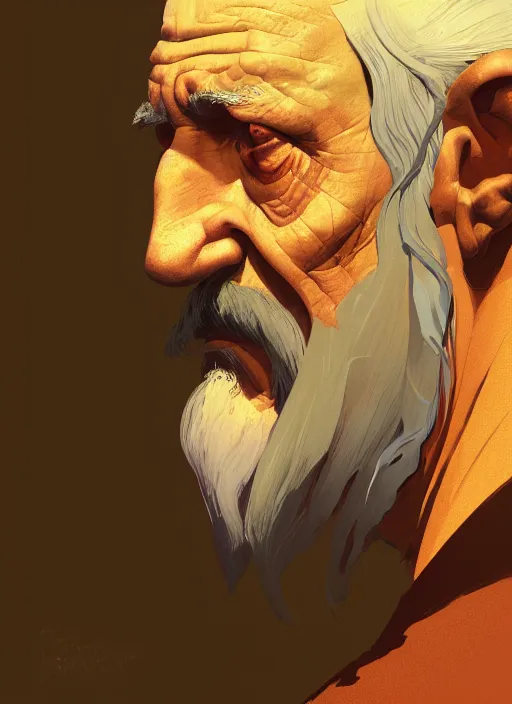 Prompt: side profile centered painted portrait, sven w. andersen as an old man, d & d, gloomhaven, matte painting concept art, art nouveau, beautifully backlit, swirly vibrant color lines, fantastically gaudy, aesthetic octane render, 8 k hd resolution, by ilya kuvshinov and cushart krentz and gilleard james