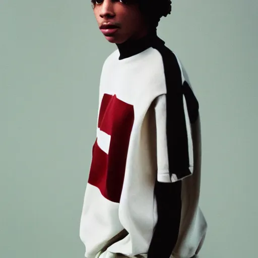 Image similar to realistic! photoshoot for a new balenciaga lookbook, color film photography, portrait of a beautiful model, photo in style of tyler mitchell, 35mm