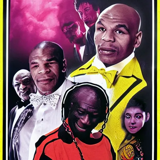 Prompt: mike tyson fighting beetlejuice movie poster