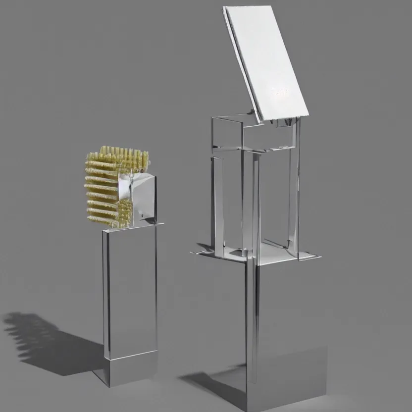 Image similar to an impossible quantum readymade machine named Peigne, comb by Marcel Duchamp on a pedestal, packshot, 4k