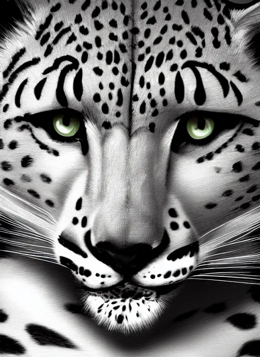 Prompt: portrait of a furry female anthropomorphic snow leopard, detailed digital art