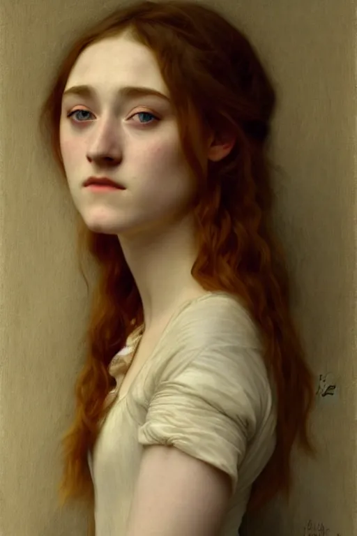 Prompt: saoirse ronan painting by rossetti bouguereau, detailed art, artstation