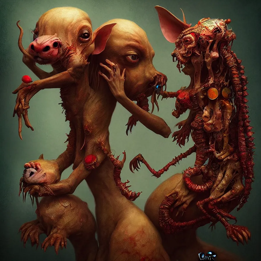 Prompt: epic professional digital art of horrific juxulab with her pet bailinit, by leesha hannigan, wayne haag, reyna rochin, ignacio rios, mark ryden, van herpen, best on wlop, pixiv, stunning, gorgeous, much wow, cinematic, masterpiece