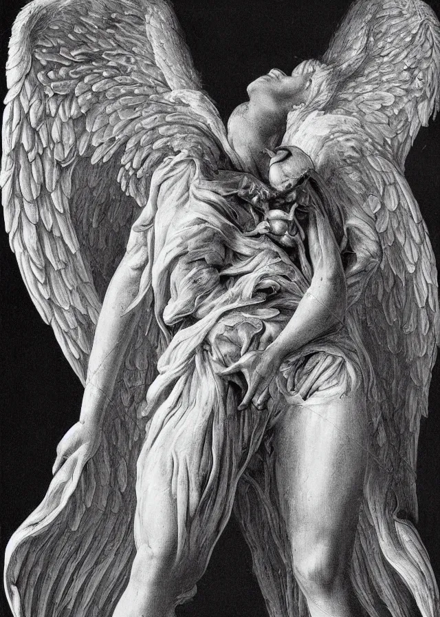 Image similar to dissection of an angel, detailed biological anatomy of an angel