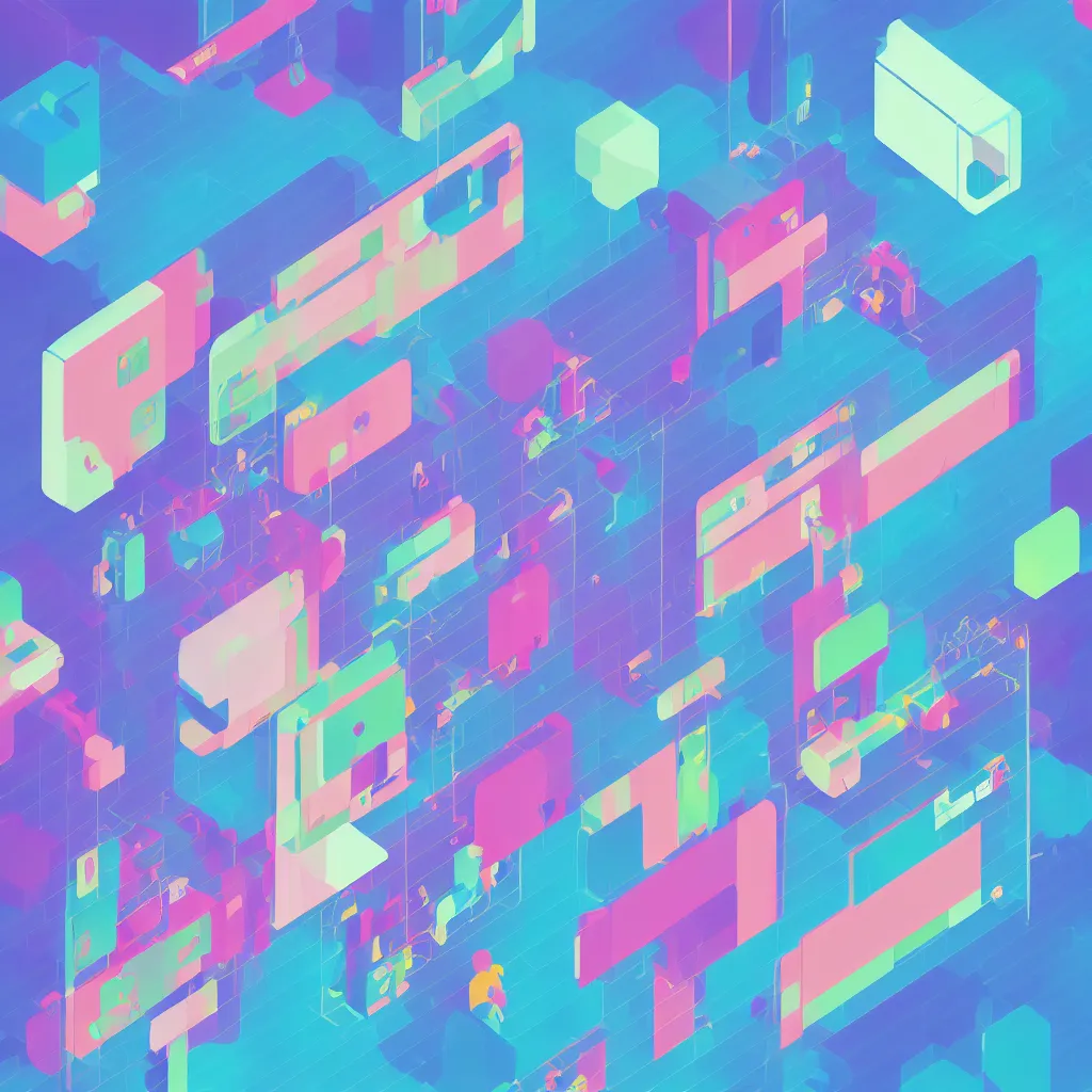 Image similar to a simple micro-service deployed to a datacenter, cloud, security, attack vector, trending on Artstation, painting by Jules Julien, Leslie David and Lisa Frank, muted colors with minimalism