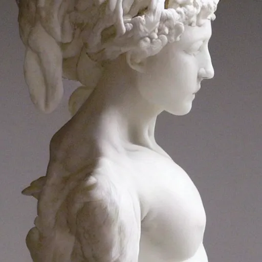 Image similar to sculpture of a woman, white, intricate, elegant, highly detailed, sculpture art by michelangelo