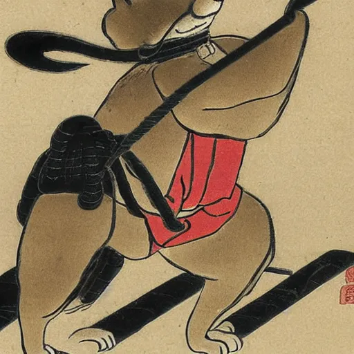 Prompt: shiba inu ninja on a birthday card, highly detailed, 1 8 th century japanese painting,